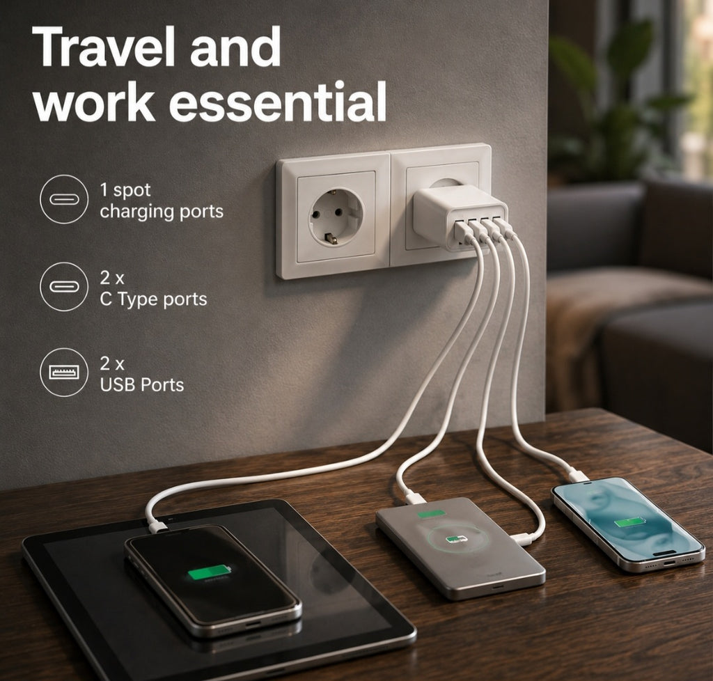 Smart 4 Port C Type and USB Charging Block